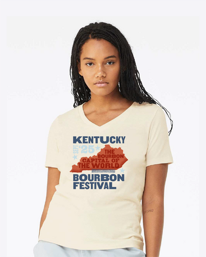 Women's 2025 Kentucky Bourbon Festival V-Neck Concert Tee – Natural