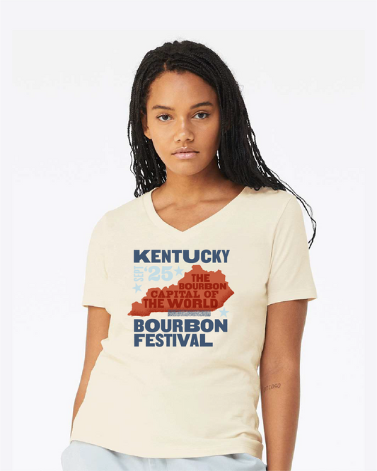 Women's 2025 Kentucky Bourbon Festival V-Neck Concert Tee – Natural