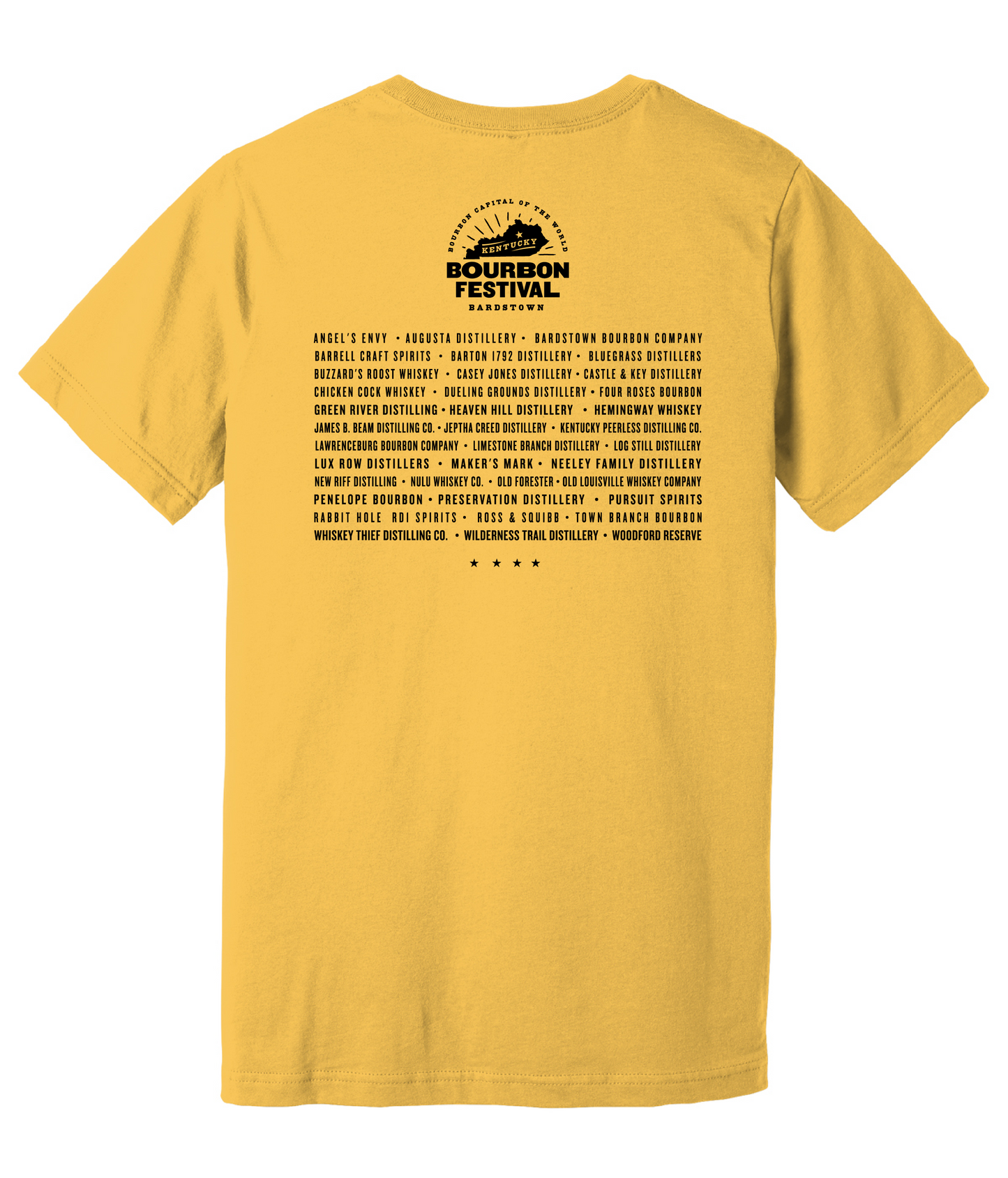 2024 Exclusive Kentucky Bourbon Festival Yellow T-Shirt with Black Logo